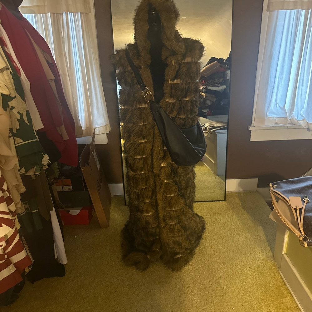 Faux Fur Hooded Coat